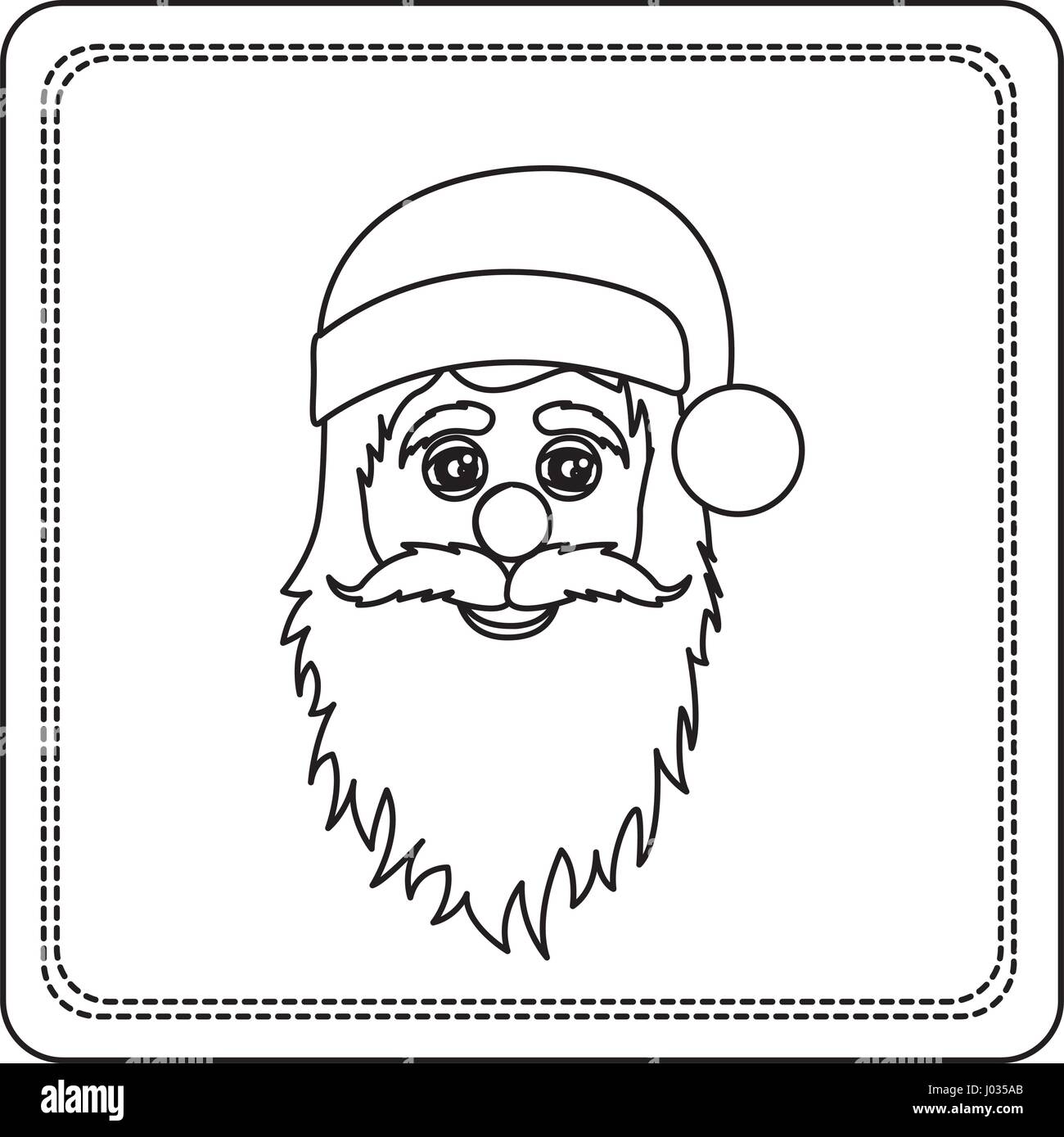 Sketch silhouette square frame with christmas santa claus face stock vector image art