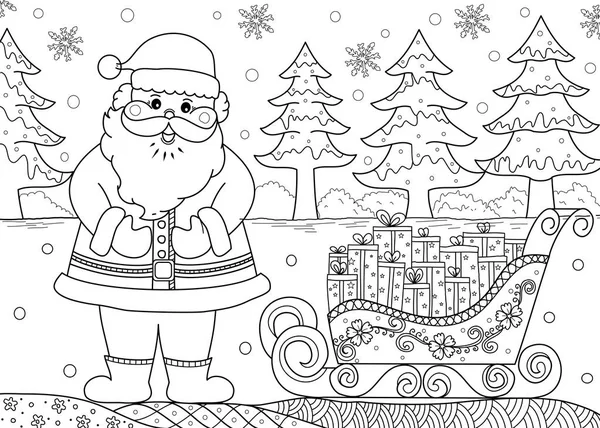 Coloring book page christmas frame adult kids vector illustration doodle stock vector by noonizen