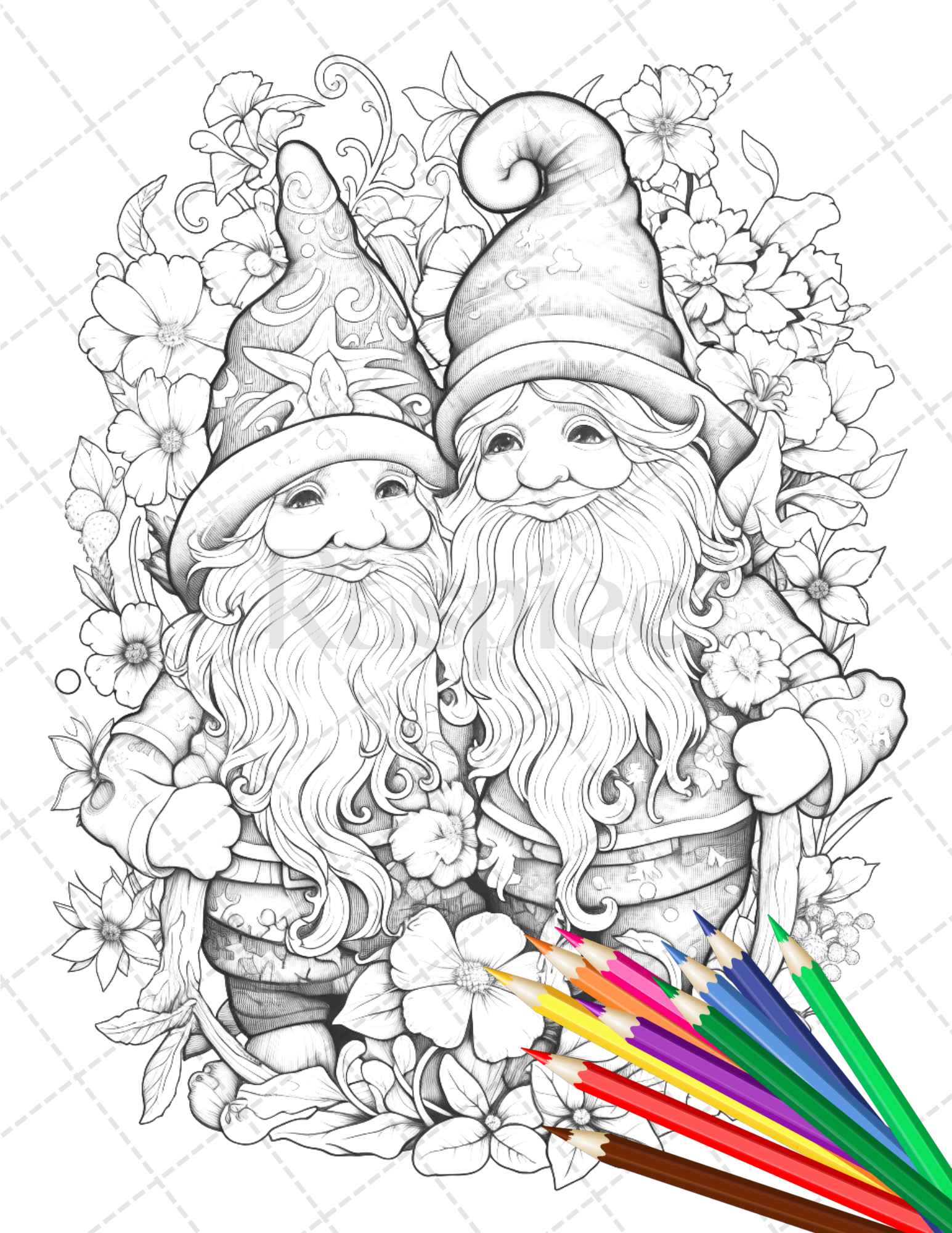 Gnome love coloring pages printable for adults grayscale coloring â coloring