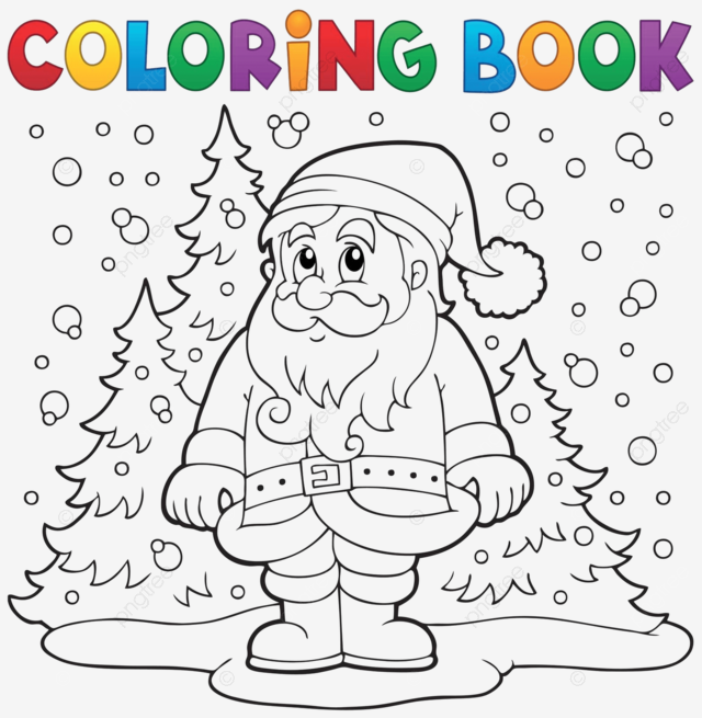 Coloring book santa claus in snow december hat occasion vector december hat occasion png and vector with transparent background for free download
