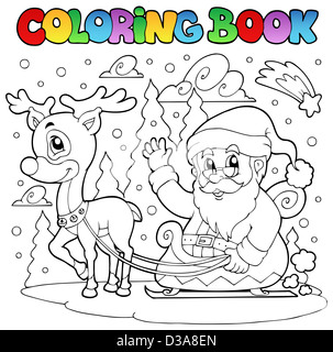 Coloring book christmas deer topic stock photo