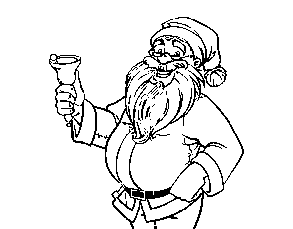 Santa claus with bell coloring page