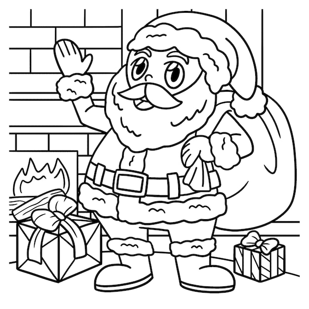 Premium vector santa claus coloring page for kids