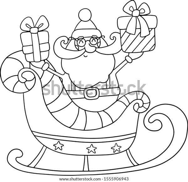 Christmas coloring page sleigh stock vector royalty free