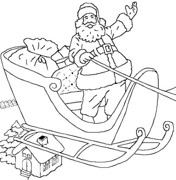 Online coloring pages santa coloring santa claus sleigh christmas