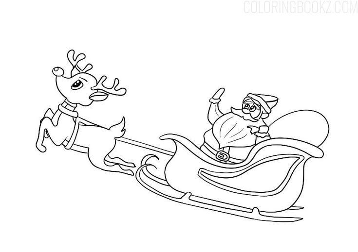 Santa claus on a sleigh coloring page