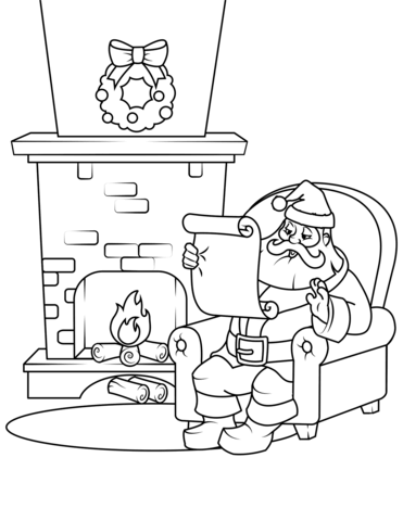Santa checking his list coloring page free printable coloring pages
