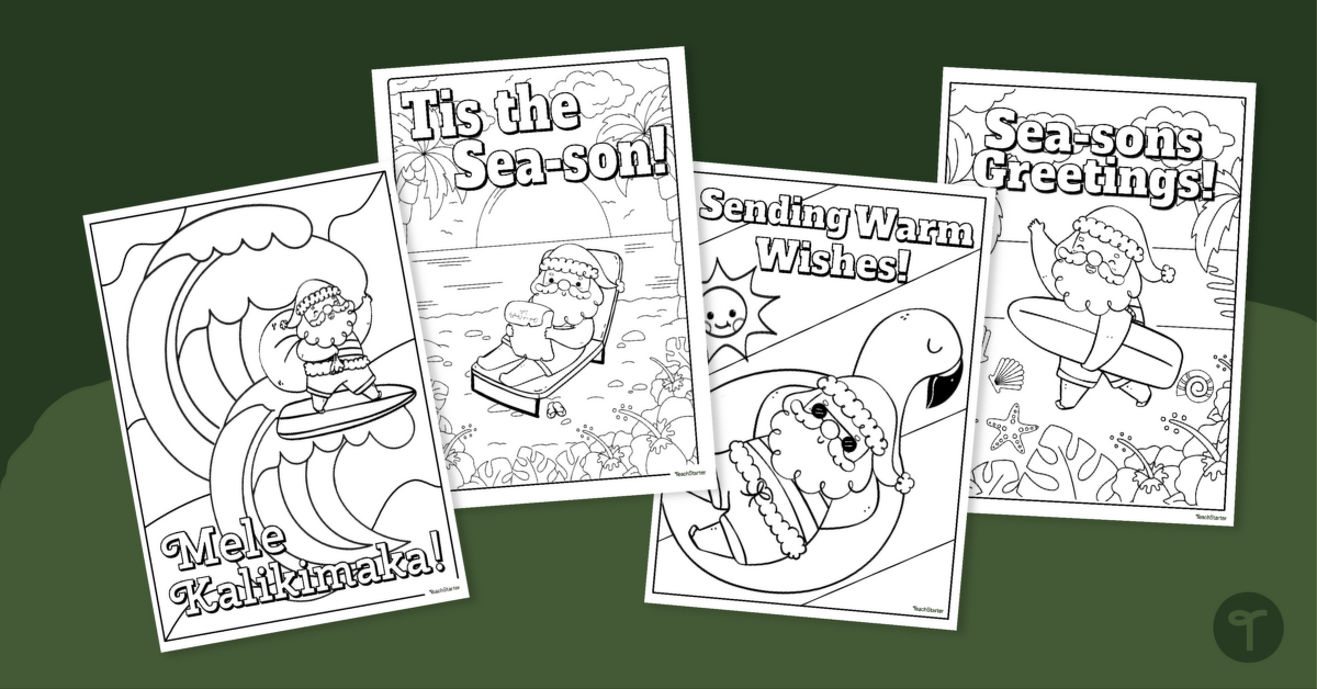 Summer santa claus coloring pages teach starter