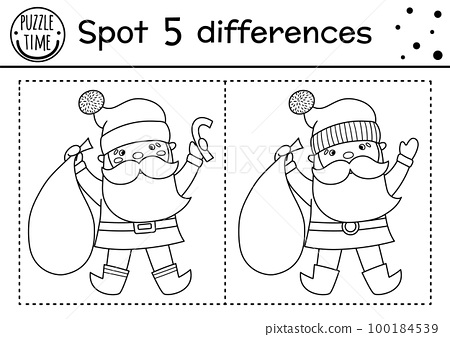 Christmas find differences and color game for