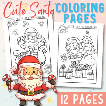 Cute santa coloring pages fun christmas activity easy worksheets kindergarten
