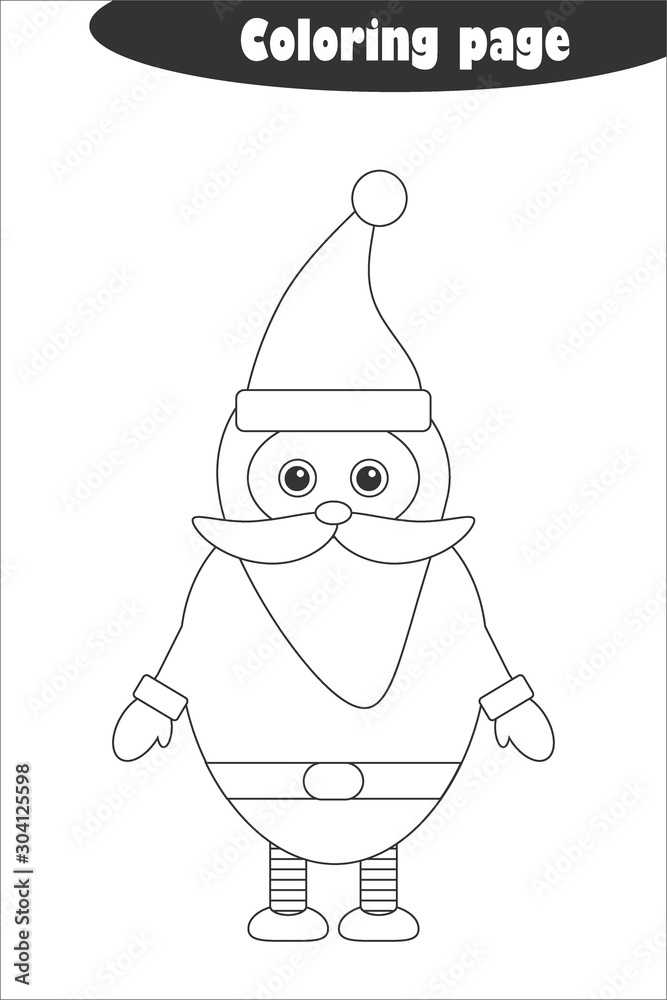 Santa claus in cartoon style coloring page christmas education paper game for the development of children kids preschool activity printable worksheet vector illustration vector