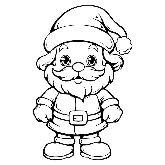 Premium vector cute standing santa claus coloring pages design