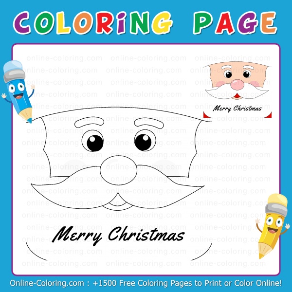 Santa claus happy face free online coloring page
