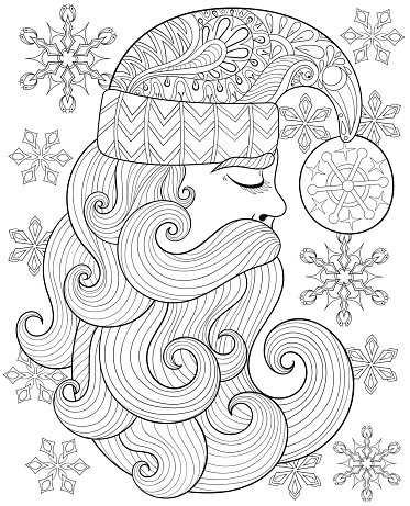 Vector santa claus for adult antistress coloring pages stock clipart royalty