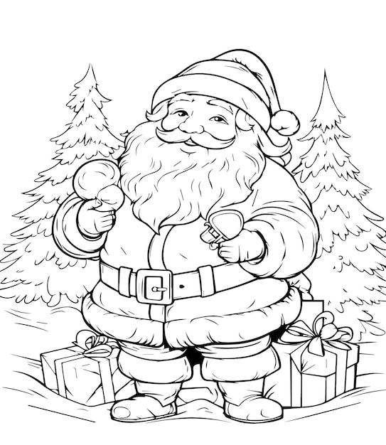 Premium vector christmas coloring page for adult