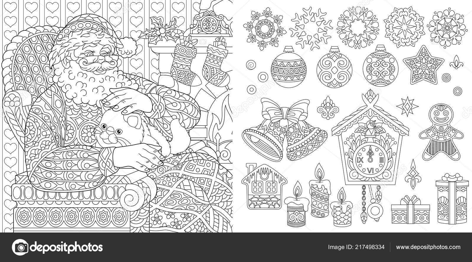 New year christmas coloring pages coloring book adults colouring pictures stock vector by sybirko