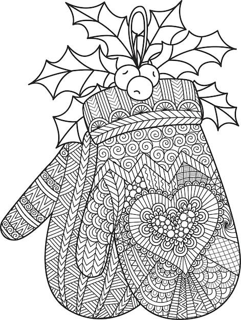 Premium vector line art of hanging christmas glove for coloring book coloring page or print on product illustration