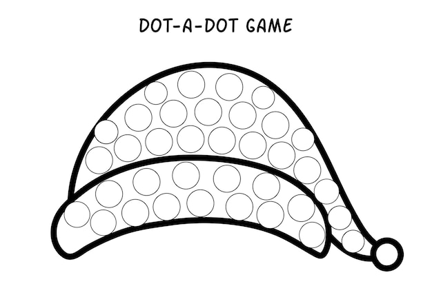 Premium vector dot a dot game for kids with a santa hat funny activity page for toddlers christmas dot marker