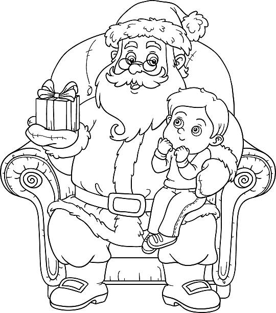 Santa hat coloring page pictures stock illustrations royalty