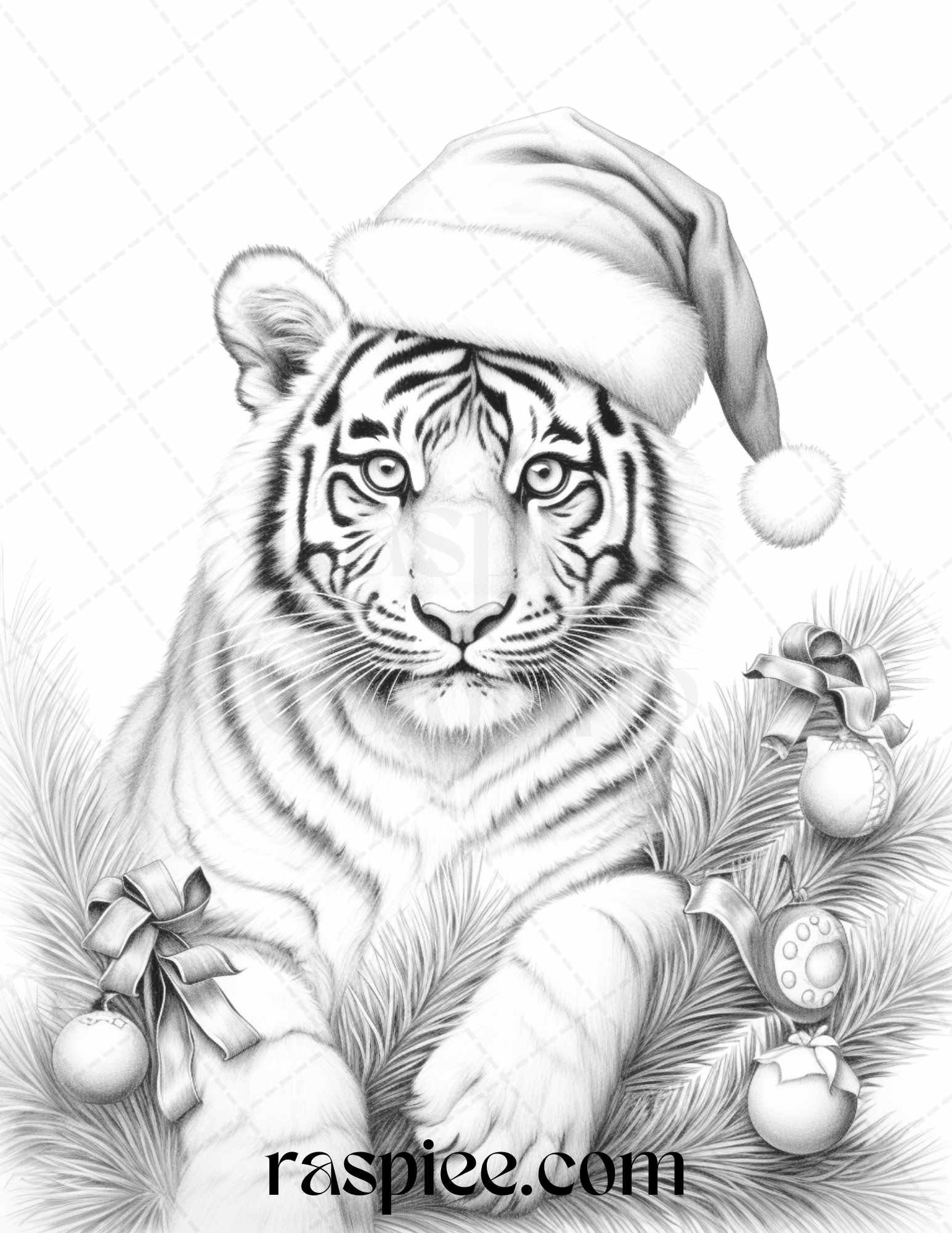 Christmas animals grayscale coloring pages printable for adults pd â coloring
