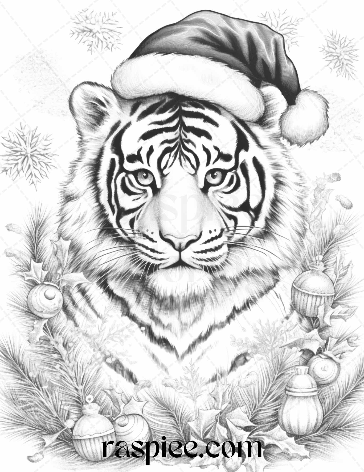 Christmas animals grayscale coloring pages printable for adults pd â coloring