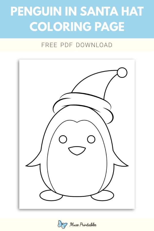 Free penguin in santa hat coloring page coloring pages santa hat penguins