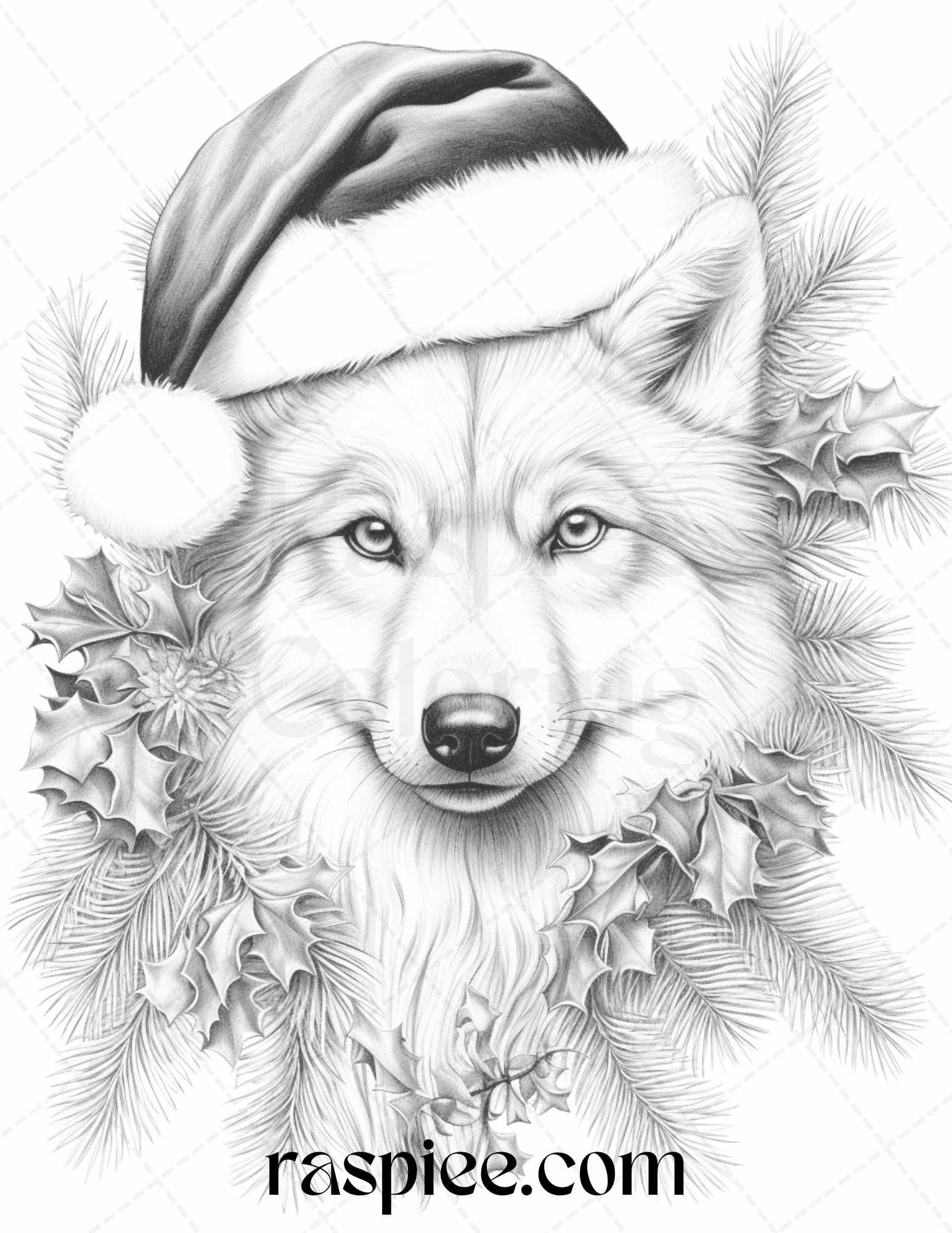 Christmas animals grayscale coloring pages printable for adults pd â coloring