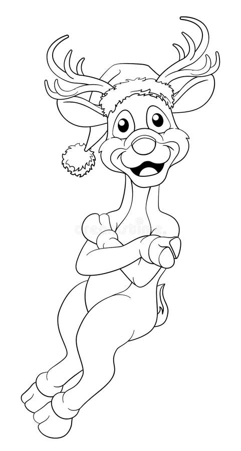 Christmas reindeer santa hat cartoon coloring stock illustrations â christmas reindeer santa hat cartoon coloring stock illustrations vectors clipart