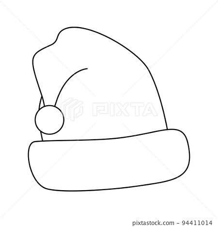 Coloring page with santa hat for kids
