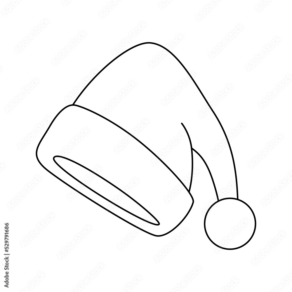 Coloring page with santa hat for kids vector