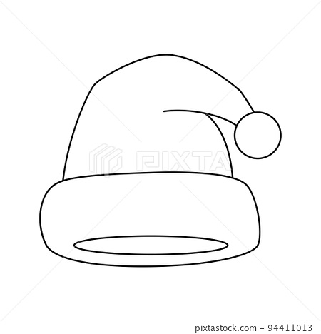 Coloring page with santa hat for kids