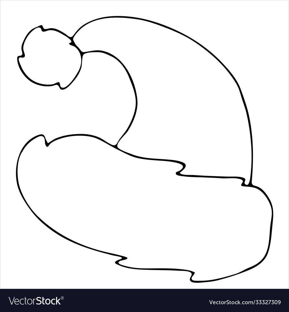 Santa hat coloring book doodle style element vector image