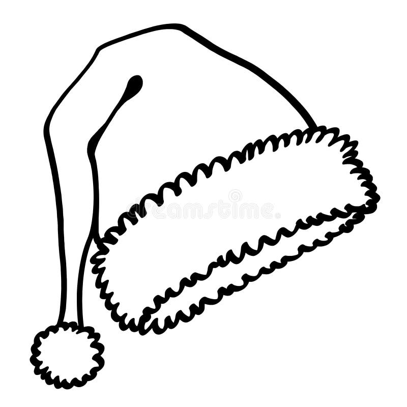 Santa claus hat outline illustration stock illustration