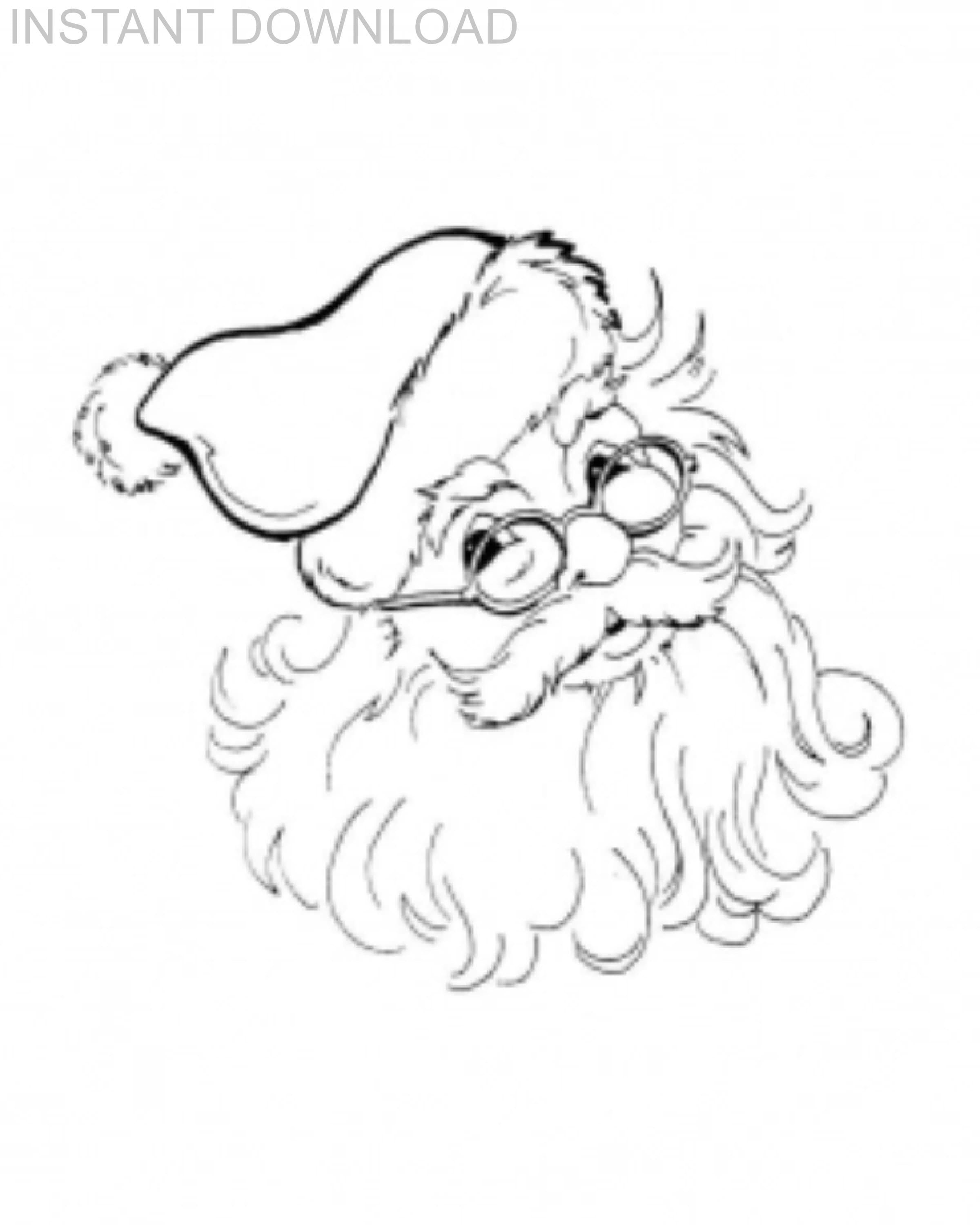 Printable x santas head shot coloring pageinstant downloaddigital fileplus bonus
