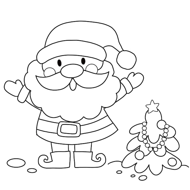 Premium vector merry christmas christmas santa claus isolated coloring page for kids
