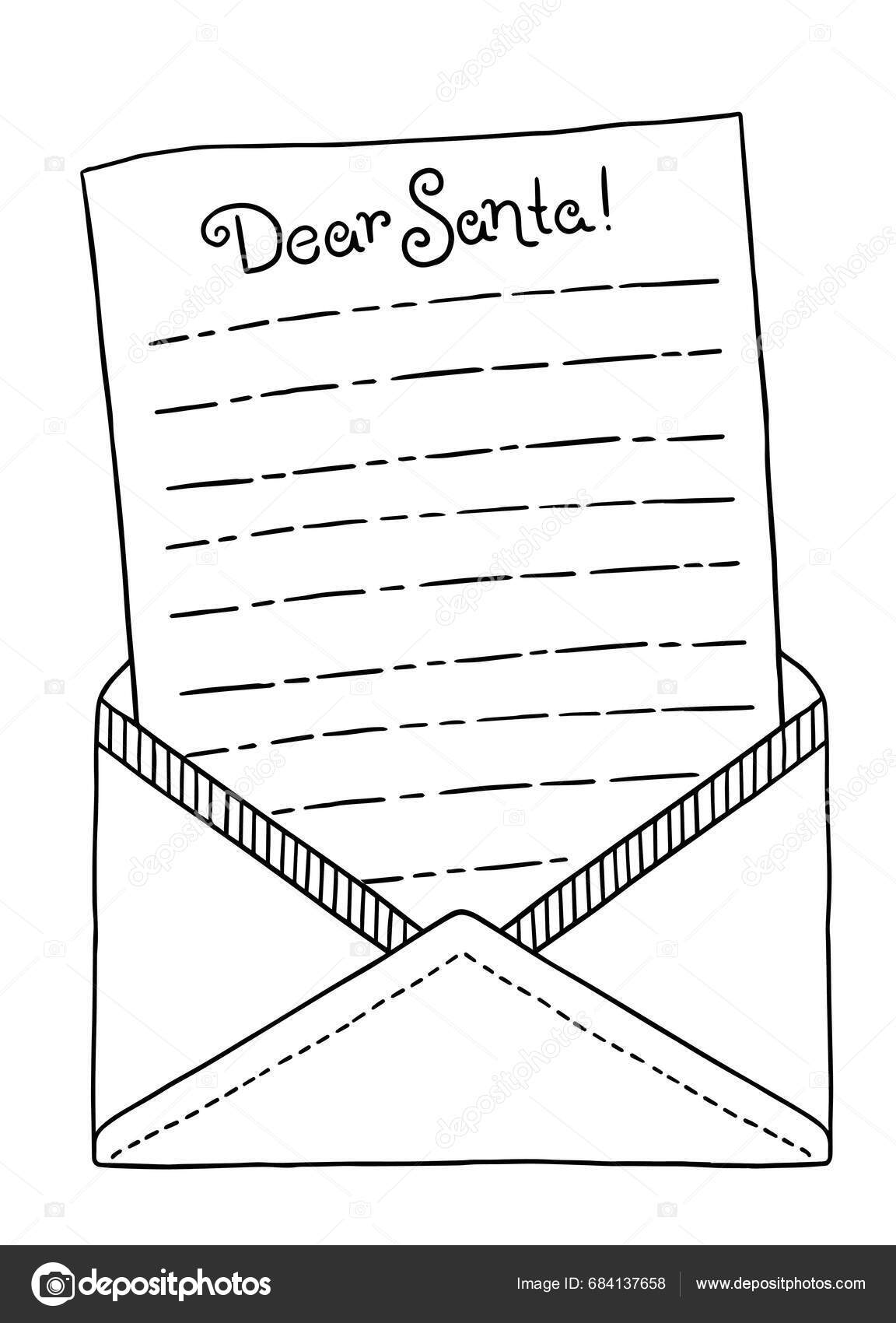 Letter template envelope santa vector coloring page adults page coloring stock vector by natasha
