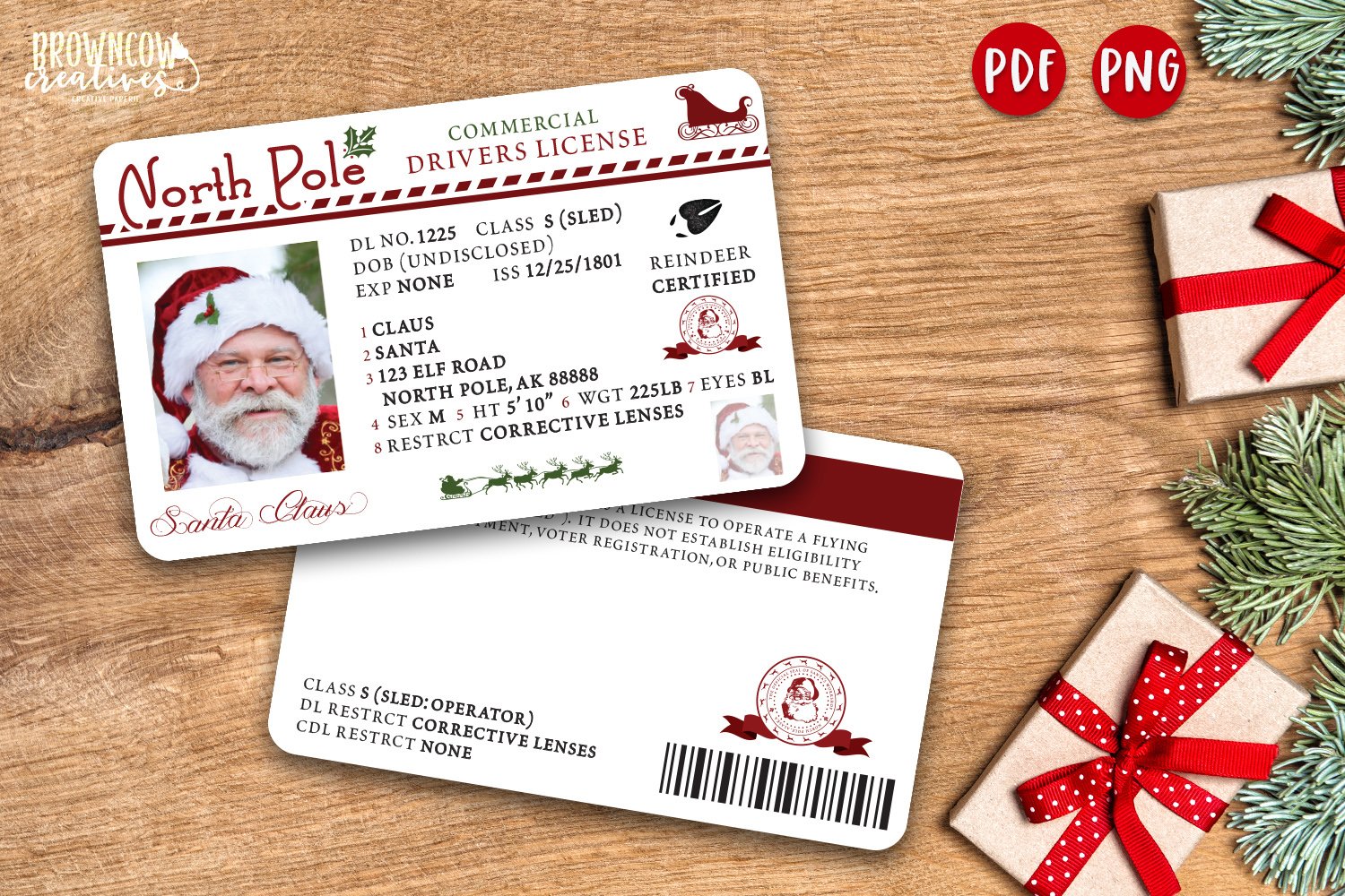 Santas drivers license printable file