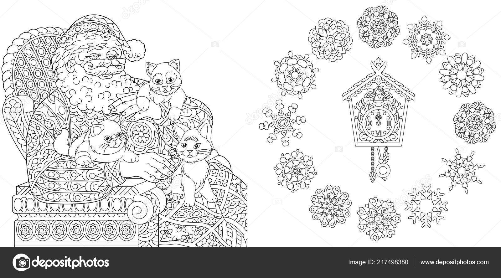 Christmas new year coloring pages coloring book adults santa claus stock vector by sybirko