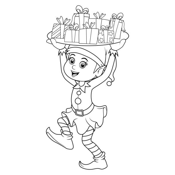 Santa claus christmas elf coloring stock illustrations royalty