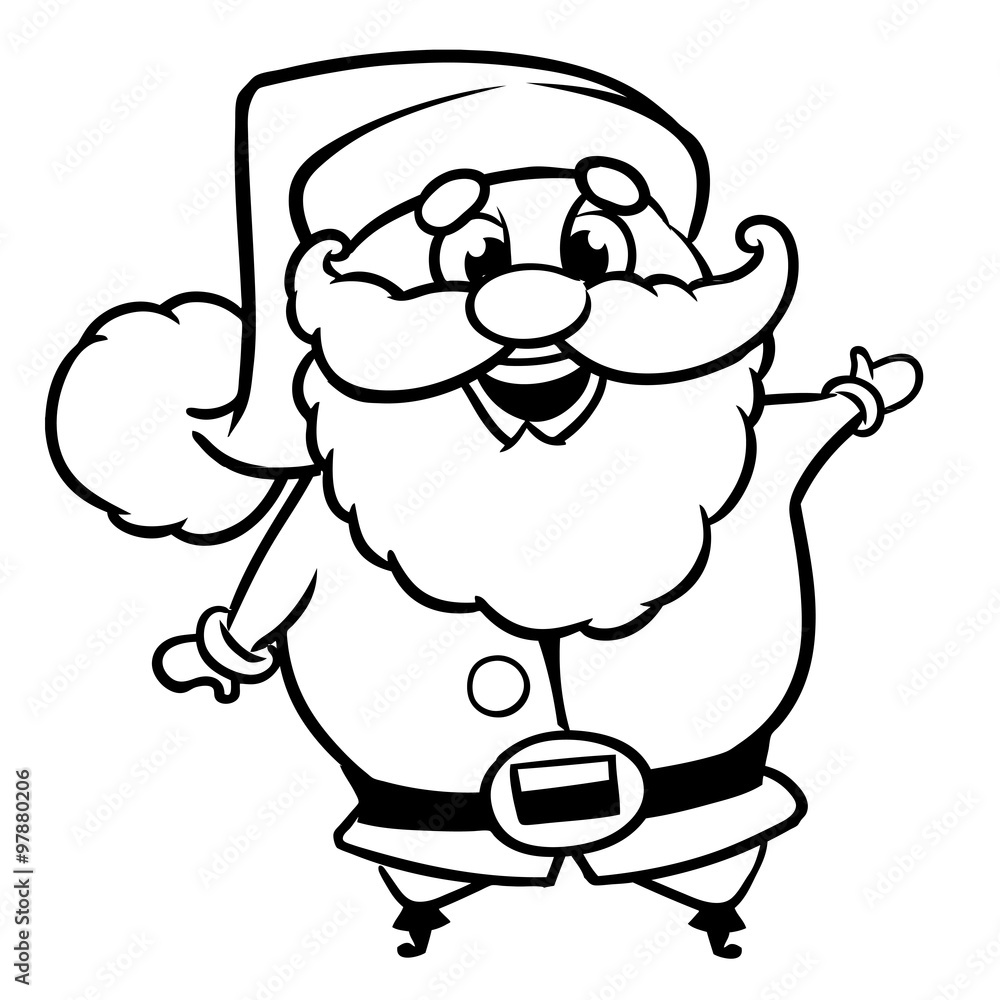 Black and white coloring page outline of a santa claus christmas character line art vector