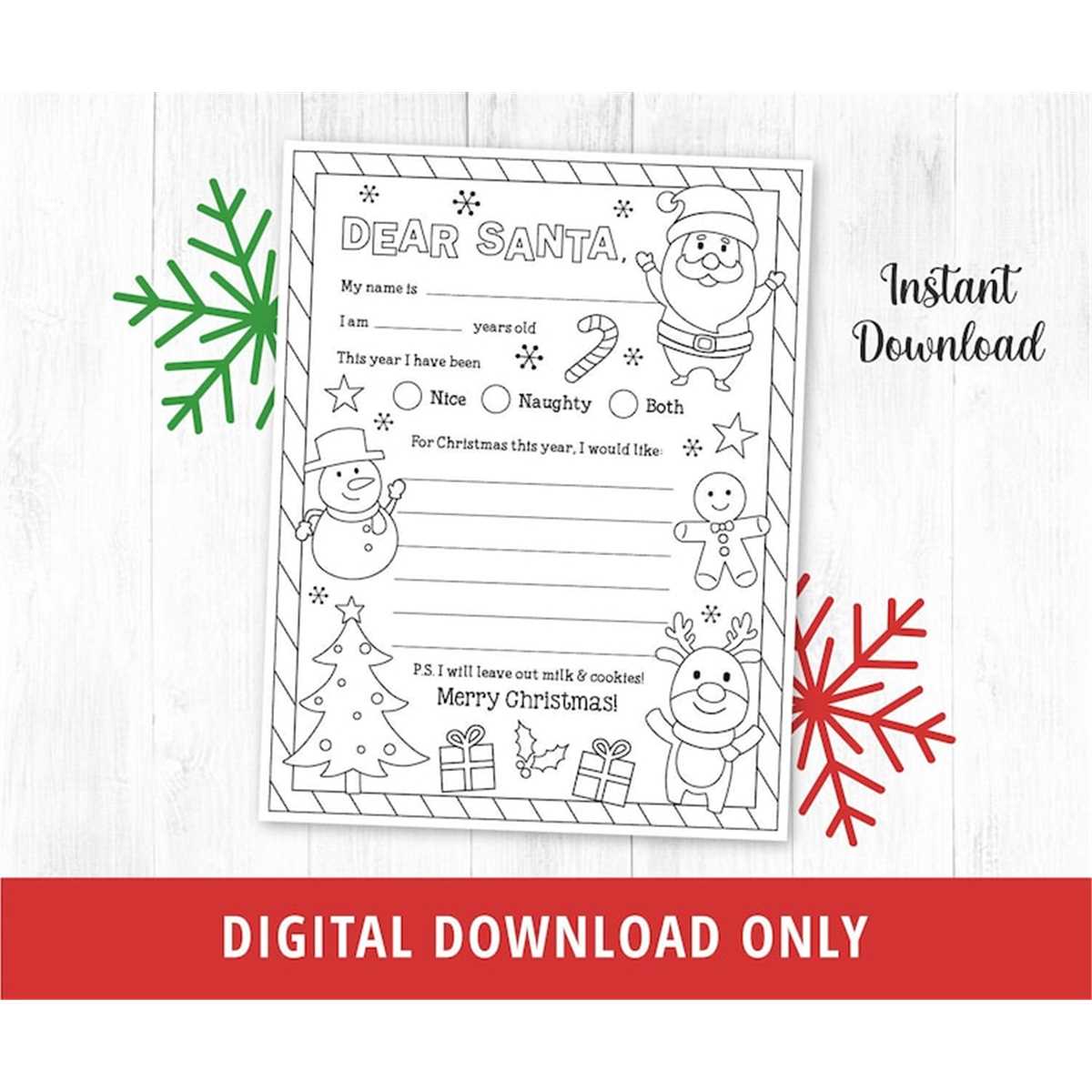 Letter to santa coloring page printable dear santa letter