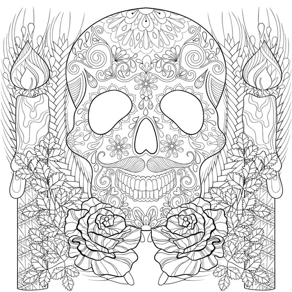 Day dead coloring pages royalty