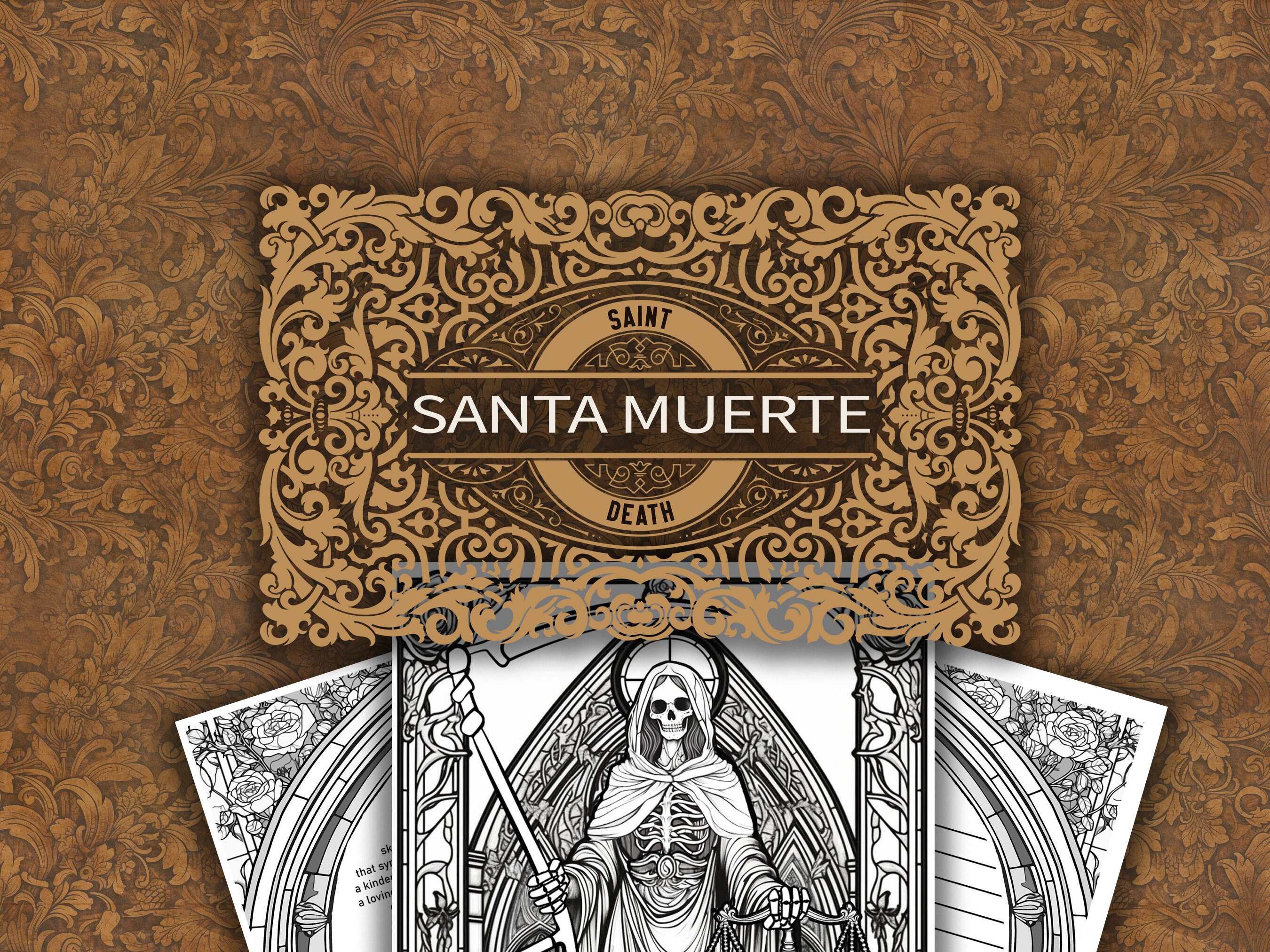 Santa muerte coloring pages coloring book pages with art of her history prayer and journaling page