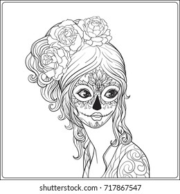 Day dead coloring pages royalty