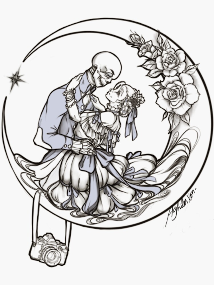 Couples love santa muerte sticker for sale by mdwstvintageco