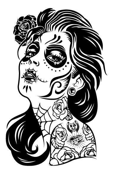 Âïâïâï skull coloring pages skull girl tattoo santa muerte