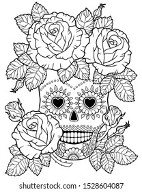 Day dead coloring pages royalty