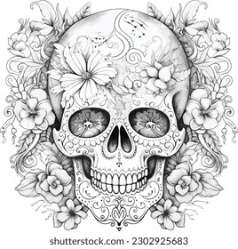 Day dead coloring pages royalty
