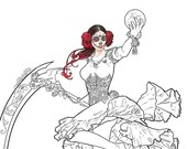 Digital stamp santa muerte coloring sugar skull catrina girl saint death calavera premium fantasy