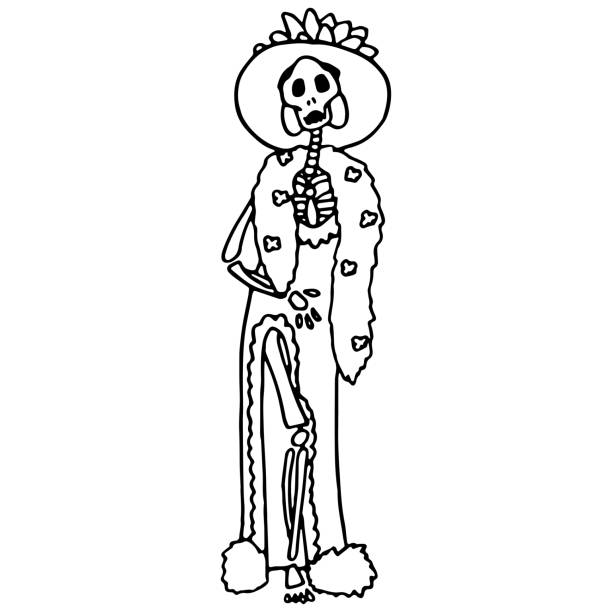 Santa muerte woman on white isolated backdrop stock illustration